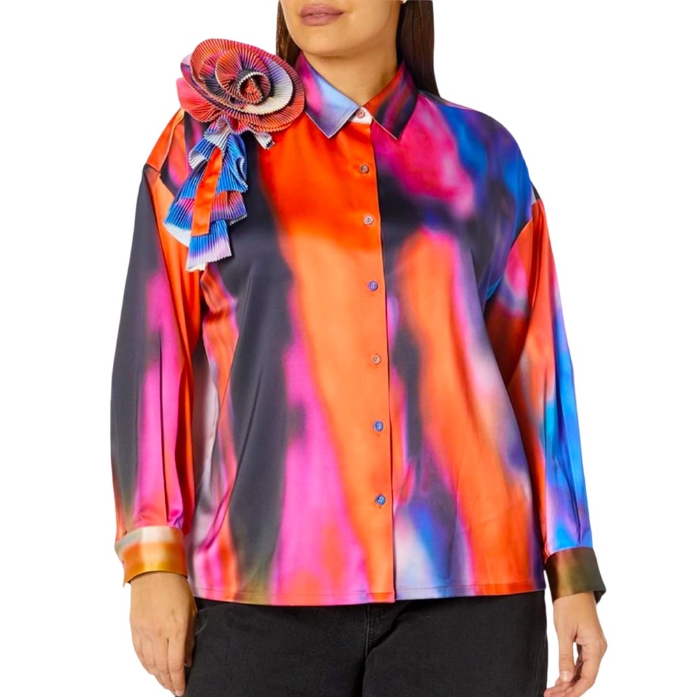 The Drop Women's Multi Print Corsage Blouse by @itsjuliettefoxx